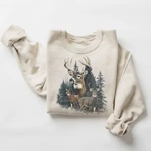 Vintage Deer Sweatshirt Unisex Retro Nature, Deer Hunting Aesthetic, Outdoorsy Aesthetic Graphic Sweatshirt Unisex