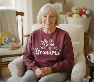 Kaizen | Full-Time Grandma Sweatshirt, Not Retired Gift for Mimi Gigi Nana, Cute Grandmother Crewneck, Best Grandma Ever, Granny Apparel, Birthday Gift for Her, Mother's Day, New Grandparent Reveal