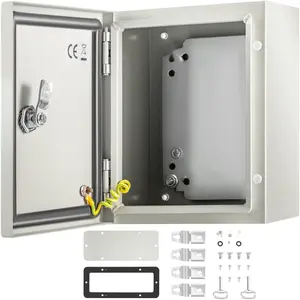 Sturdy NEMA 4X Steel Electrical Enclosure Box, 10 x 8 x 6 Inches, IP66 Weatherproof Waterproof Dustproof Junction Box for Outdoor and Indoor Use, Wall Mount and Surface Mount with Mounting Plate, Corrosion-Resistant