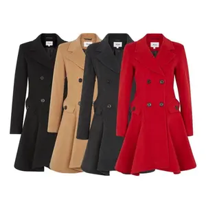 Wool Blend Double Breasted Skater Coat 1102