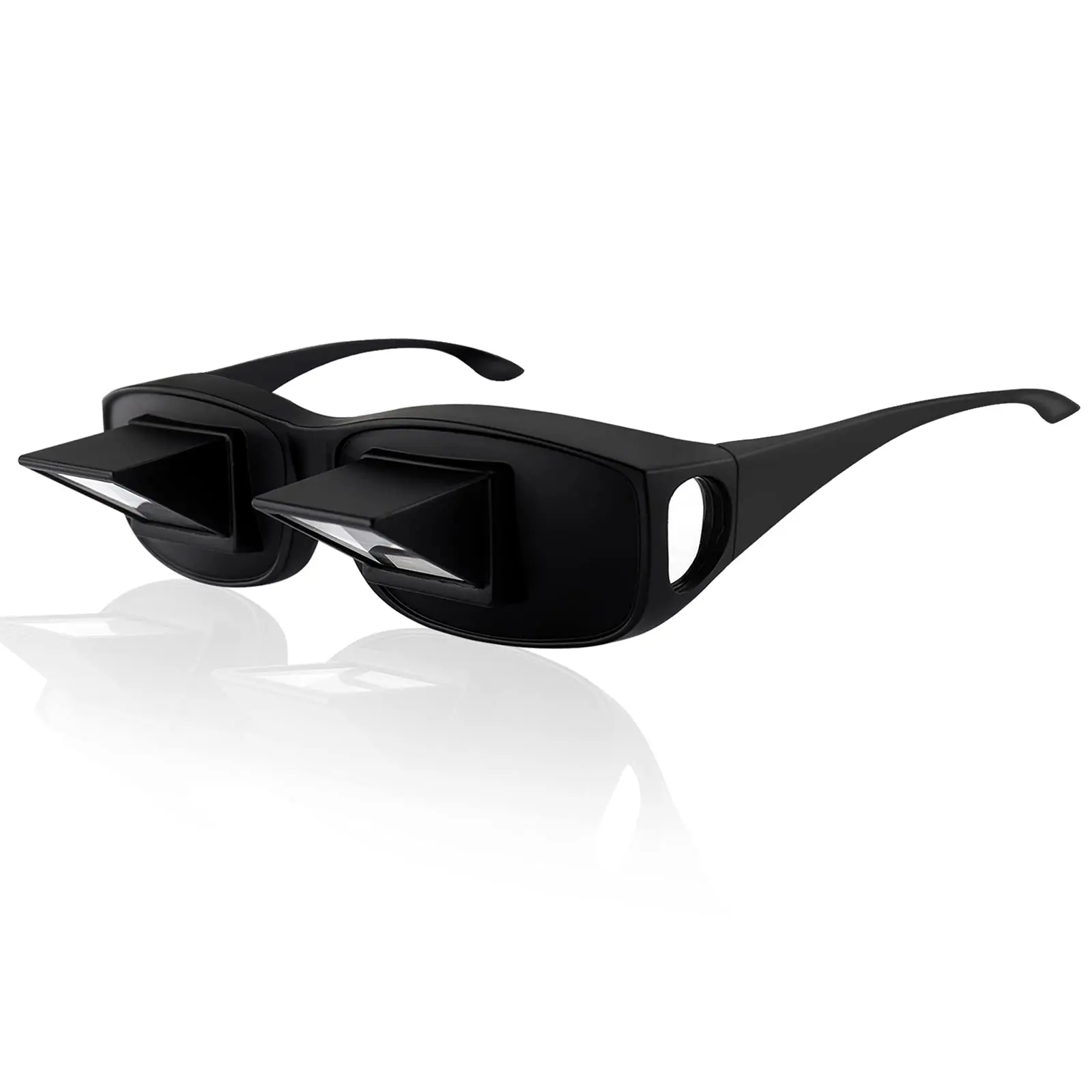 Horizontal Lazy Design High Definition Photochromic Reading Eyeglasses - Black Oversize Frame, for Bed Viewing, Lying Down Use, High Definition Glasses