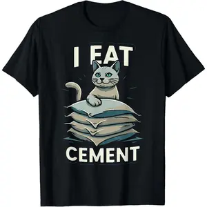 Casual Round Neck Shortsleeve Fashion Cotton Graphic Tees I Eat Cement Funny Cat Meme Internet Memes Funny Memes Gen-Z T-Shirt