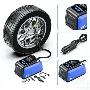 Portable Air Compressor Tire Inflator,   LED Light, 4 Preset Modes, Dual-Power Tire Pump for Car, Motorcycle, Bike & Sports Balls