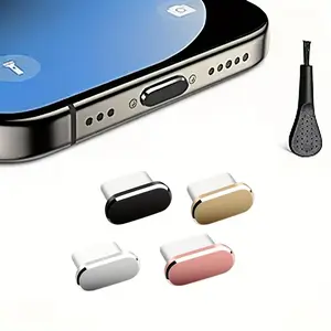4pcs USB C Dust Plug with Cleaning Brush, Metal Type C Charging Port Cover, Anti Dust USB-C Plug Caps for All Devices, Protection
