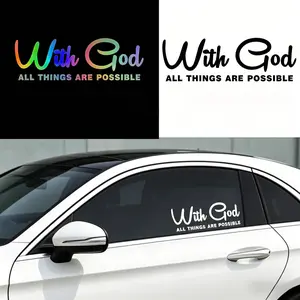 [2 Pieces] With God All Things Are Possible" Christian Car Decal, Inspirational Bible Verse Vinyl Window Sticker for Cars, Trucks, SUVs, and Laptops - Waterproof Religious Auto Decal
