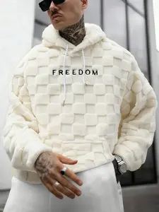 Men's Freedom Embroidered Fleece Hoodie, Embroidery, Sweatshirts, Long Sleeves, Stylish Streetwear Fashion Warm Design, Casual Fall & Winter Wear, Outdoor and Daily Use