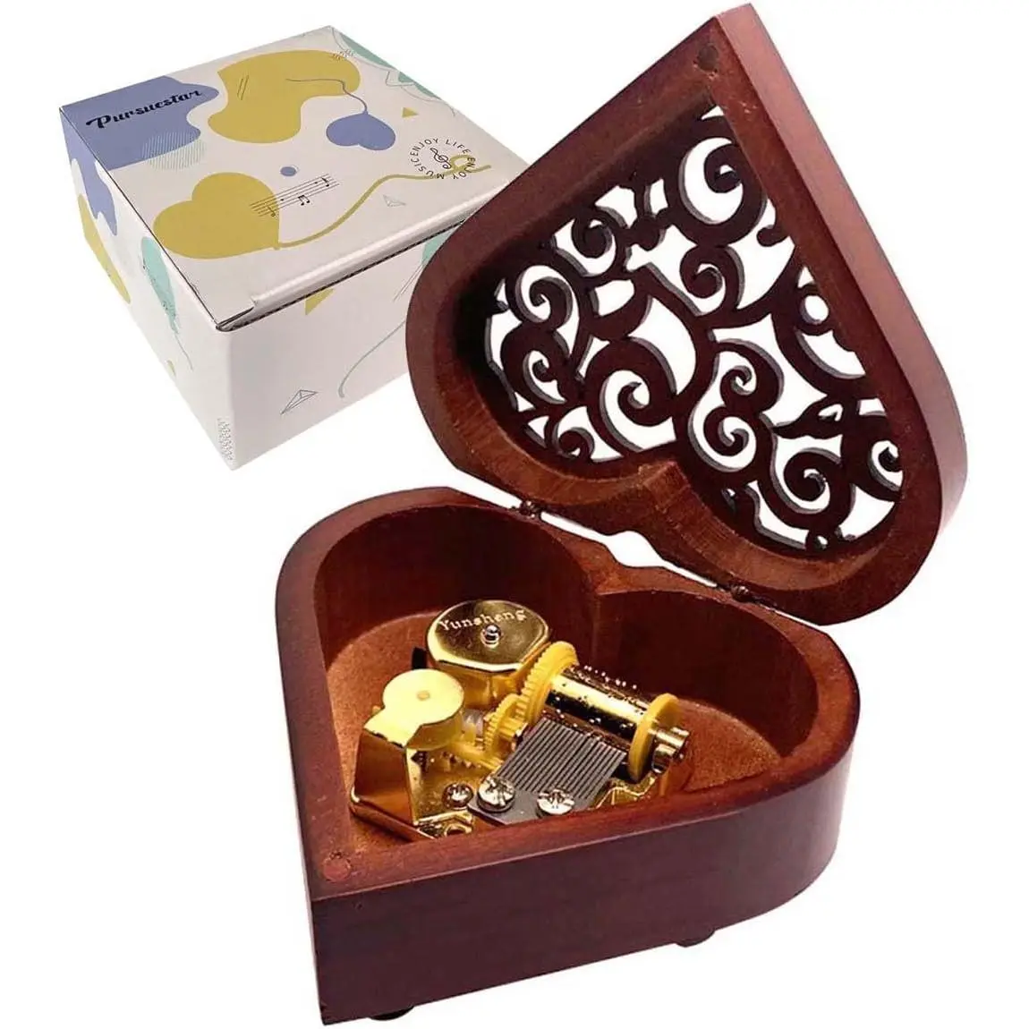 Swan Lake Music Box, Heart Shaped  Hollow Out  Mechanism Wind Up Musical Box Gifts for Birthday Christmas Wedding Valentine's Day