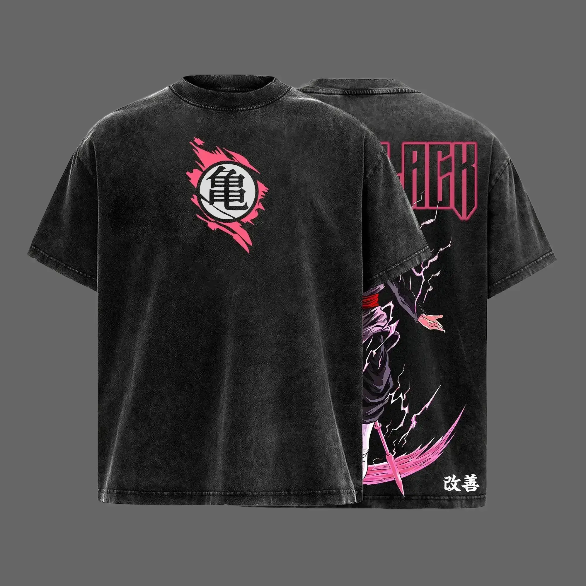 Vintage Washed Oversized Anime Graphic Tee Heavyweight Cotton Dark Pink Aura Warrior DBZ Shirt Powerful Energy Fighter Casual Streetwear Men Women Y2K Retro Manga T-Shirt Gym Cosplay Tops Perfect Gift Cool Japanese Aesthetic Clothes 90s Short Sleeve Tops