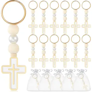 Wooden Catholic Cross Necklace Set, 10 Piece or 20 Piece, Includes Mesh Bag, Perfect for Baptism and First Communion, Religious Jewelry Gift