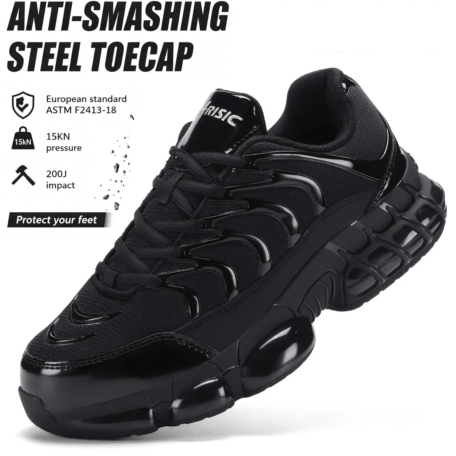 Steel Toe Sneaker Indestructible Shoes for Men Women Lightweight Breathable Safety Work Shoe | Shock Absorption Cushion Sole Fashion Sneakers, Ideal for Construction, Warehouse Worker Footwear