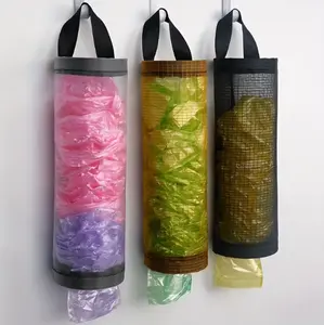 3pcs Plastic Bag Holder | Mesh Hanging Storage Bag Dispenser for Home Kitchen Travelling | Grocery Bag Holder Hanging Garbage Bag Storag