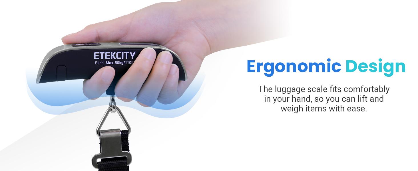 Etekcity Luggage Scale, Travel Essentials, Digital Weight Scales for, Portable Handheld Scale with Temperature Sensor, Rubber Paint, 110 Pounds