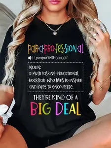's Para-Pro Teacher T-Shirt - Paraprofessional Staff Apparel with Icons & Slogans, Short Sleeve Round Neck Casual Workwear for Junior High Assistants, Spring/Summer Fit (Black)