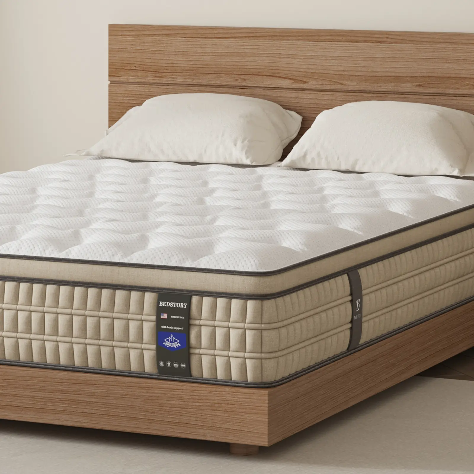 BedStory 12-14'' Hybrid Mattress - Memory Foam & Pocket Springs for Pressure Relief & Quiet Sleep - Twin, Full, Queen, King Bed