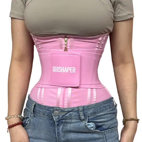 QUISHAPER Women's Modern Sculpt Waist Trainer Shapewear Belt - Adjustable 3-Wrap Nylon Belt with Hook & Bar, Tummy Control Binder, Body Contouring Corset with Letter Detailing, Sculpt Waist Trainer Shapewear Belts