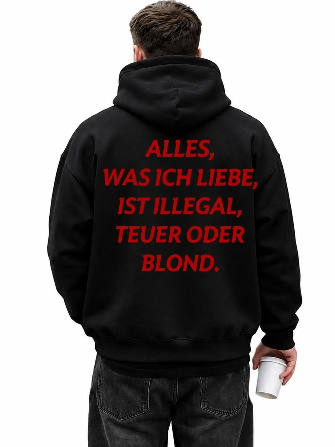Men's Casual Printed Sarcastic Humor Unisex Hoodie, Alles Was Ich Liebe Ist Hoodies, Menswear Top, 1Pc, Streetwear