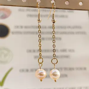 Handmade Dangling Earrings with Freshwater Pearls for Women Female Female