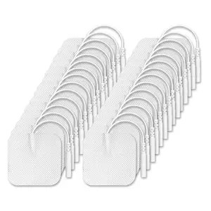 2″x2″ Tens Electrode Pads Replacement for Tens Unit Electric EMS Muscle Stimulator Massager Accessories Reusable Non-woven Conductive Gel Patches Self-adhesive 2mm Connector Massage Slimming Electrostimulator Therapy Stickers