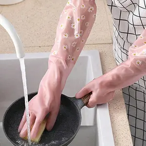 Winter Long Thick Dishwashing Gloves, Household Cleaning Gloves, Protect Hands From Cold, Waterproof Insulated Non-Slip Gloves, Daily Kitchen Cleaning Supplies