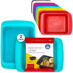 Ramen Cooker | Microwavable Cookware for  Ramen |  and Dishwasher Safe |  for Dorm, Small Kitchen or Office | Teal, 2 Pack