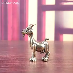 HearthVibe Studio 2026 Vintage Goat Brass Sculpture Mini Goat Figurine Classic Metal Craft Desk Ornament Retro Style Animal Statue for Indoor Home Office Tabletop Decoration And Artistic Display
