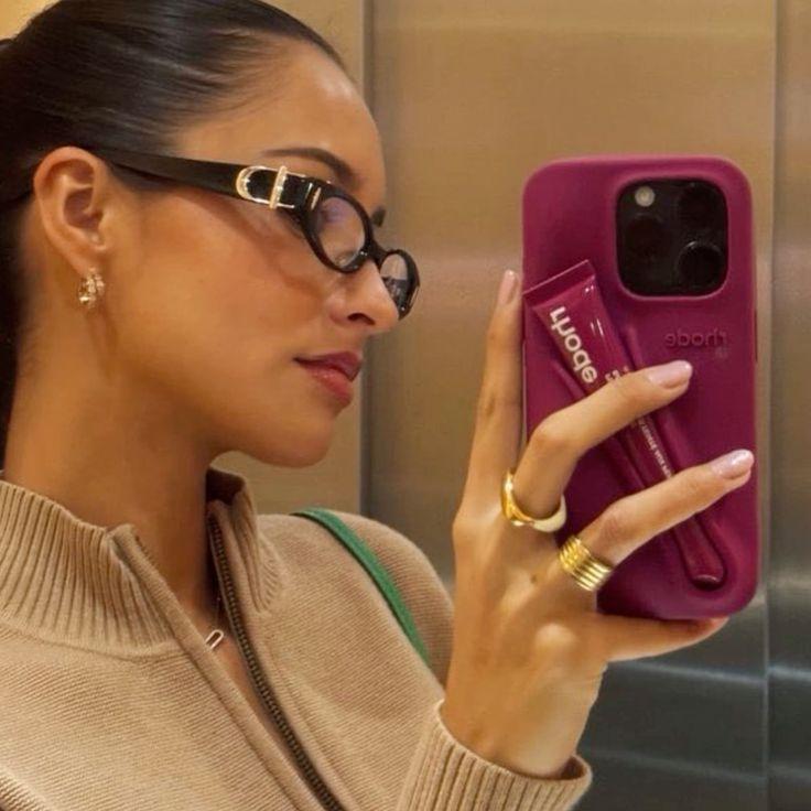 [Gift Lip Gloss] Rhode Hailey with Lip Gloss Silicone iPhone Case – Compatible with iPhone 17 16/15/14/13/12 Pro/ProMax/Plus, Soft Protective Cover Protection