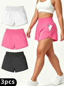 New Plus Size Women'S Sports Culottes, Casual Anti-Walk Faux Two Skirt Shorts, Breathable Yoga Shorts, Women's Casual Solid-Color Skirt-Pants, Elastic High-Waisted Tummy-Control Midi Skirt With Built-In Safety Shorts, Fashionable Solid-Color