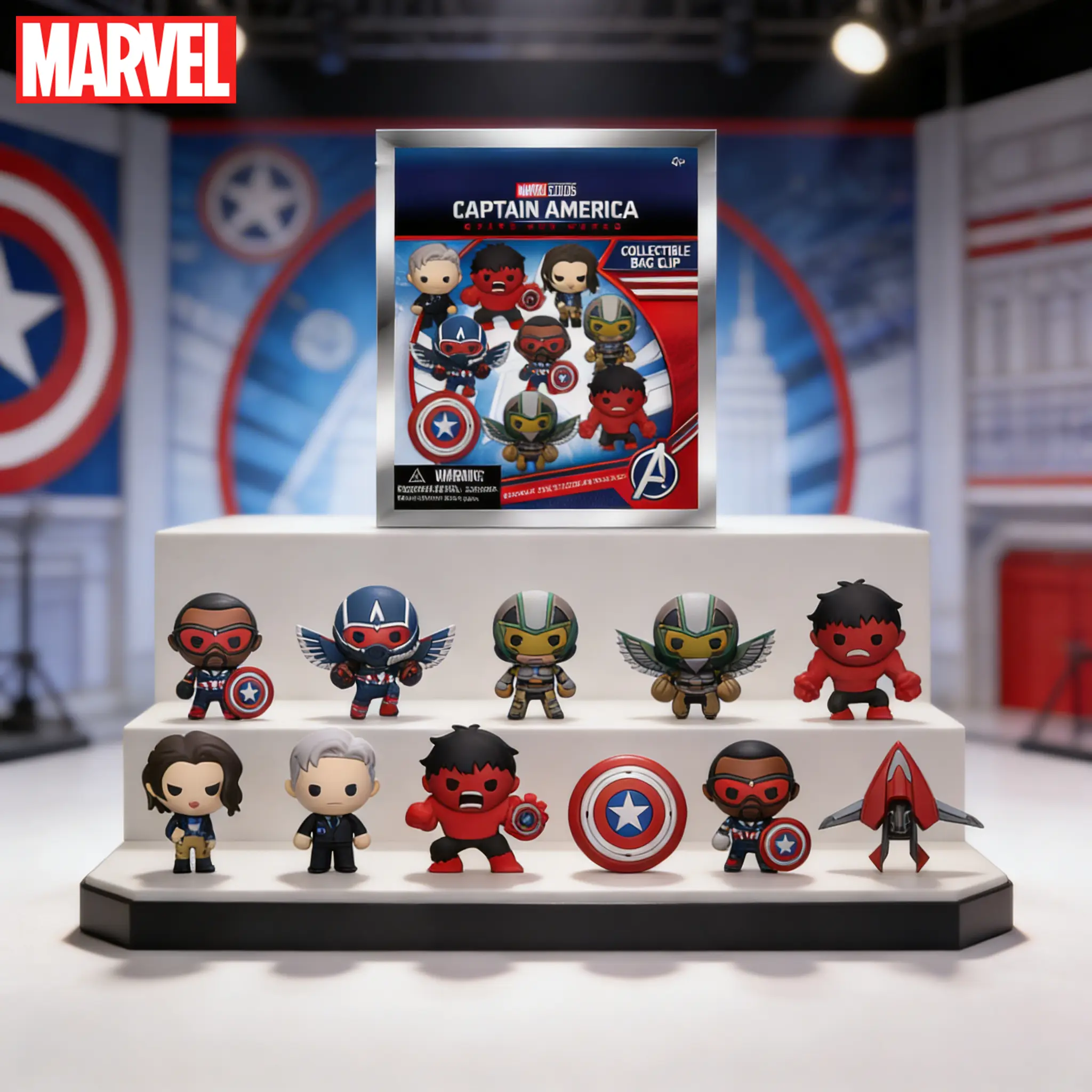 Marvel Captain America Keychain Blind Bag 1PC Officially Licensed Mystery Anime Figure Keyring PVC Blind Box Backpack Charm Perfect for Collectors Brave New World Series