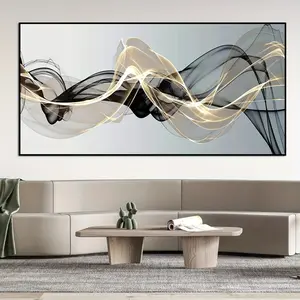 Modern Luxury Canvas Print Poster - Abstract Floating Black Golden Mesh Canvas Wall Art - For Bathroom, Bedroom, Office, Living Room - Home Decoration - No Frame - Perfect Gift for Art Lovers Ornaments Artistic Photo
