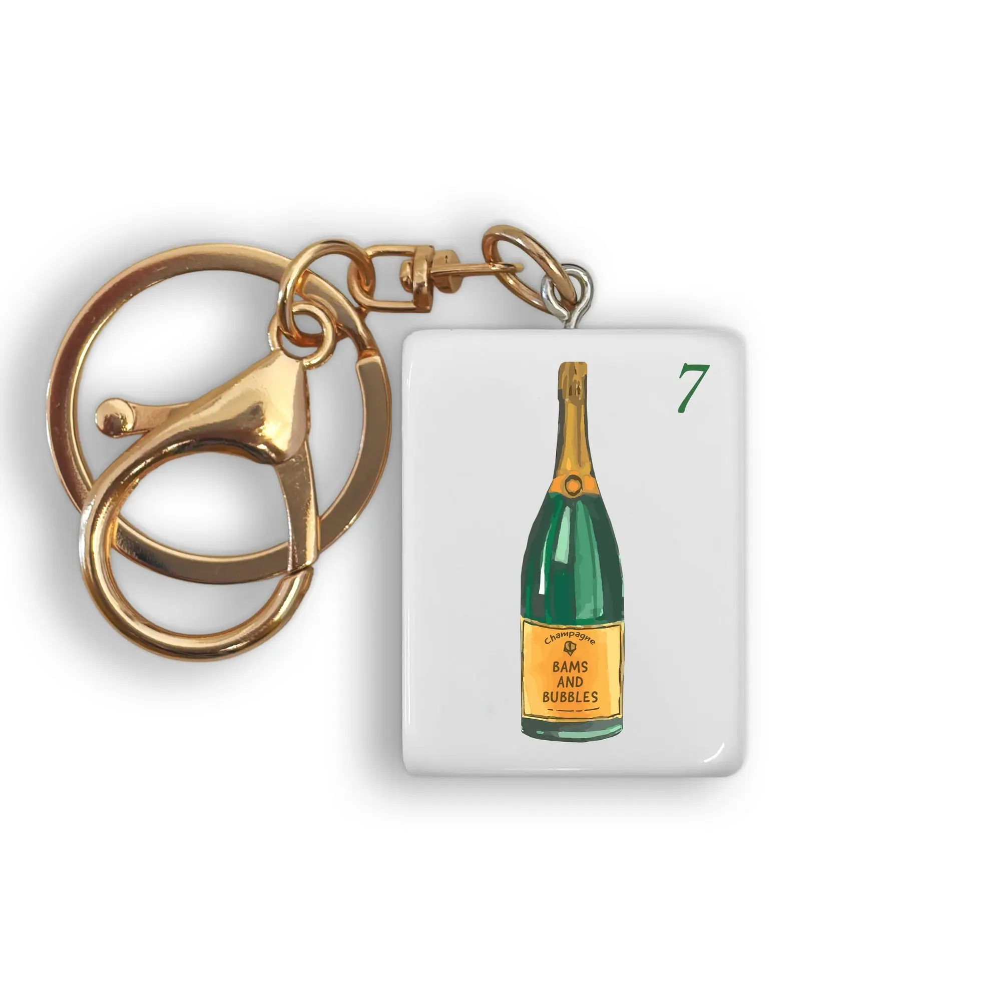 TOSS DESIGNS | Mahjong Tile Keychain - Champagne Bottle