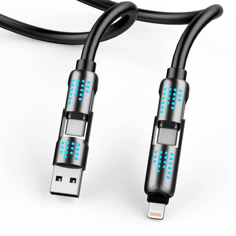 Multi-Functional 240W USB-C Cable: 4-in-1 Design, PD 5A Charging, Data Sync for iPhone, iPad, Samsung, and More