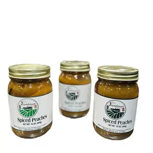 The Farmhouse at Saccos Spiced Peaches with Cloves and Cinnamon 16 Oz Jar Sweet & Delicious
