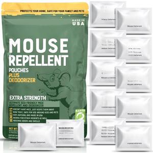 Mouse Repellent Pouches - Rodent Repellent Made in USA (12 Pouches) - Keep Rodents Out of Cars - Mouse Deterrents with Peppermint Oil