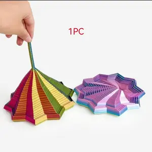 3D Printed Stress Relief Star Illusion Folding Educational Toy, Polygon Carrot Tower Spiral 3D Desktop Puzzle, Sensory Stress Reliever