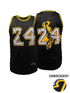 Men's Letter & Number Embroidery Basketball Jersey, Vintage Basketball Jersey, Loose Breathable Sleeveless Crew Neck Classic MAMBA Tank Top for Basketball, Men's Sportswear for All Seasons, Jersey Shirts Breathable Athletic Top