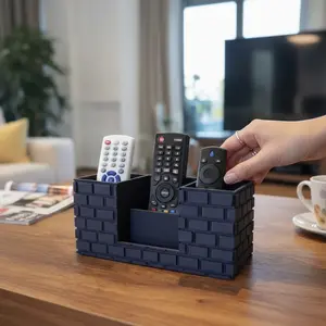 Remote Control Holder, TV Remote Holder for Table, Media Storage Box for Nightstand, Couch (Black)