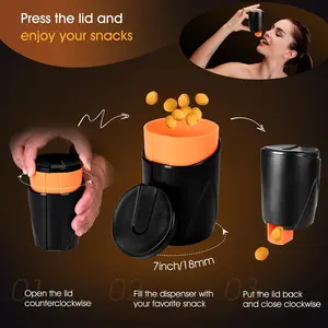 Portable 7oz Blue Snack Dispenser Keeps Hands Clean, Fits Nuts Candy Cookies Crackers Small Snacks, Great for Game Lovers Home Office Car Use