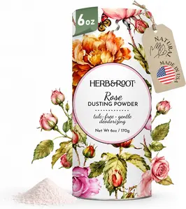 Herb & Root Talc Free Body Dusting Powders. Rose, Vanila, Sandalwood, Lavender, Jasmine, and Gift Sets (Full Size, Rose)