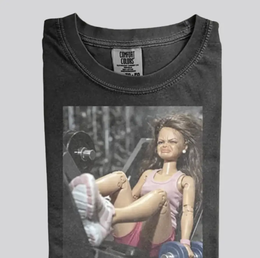 Comfort Colors Gym Doll Graphic Tee, Sassy Workout Meme Shirt, Short sleeve Casual Top Womenswear