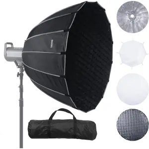 VEVOR Parabolic Softbox, 33 in / 850 mm, Quick Release and Quick Fold, Lightweight and Portable, Universal Bowens Mount, 4 Lighting Effects, Fits for Professionoal Photography, Daily Filming