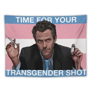 Dr. House Trans Flag Tapestry Living Room Decoration Bedroom Deco Tapestry Decorative Gender Reveal bedroom decor cool stuff for room tapestry mens room decor chill room accessories trippy room decor girly bedroom decor cheap bedroom decor