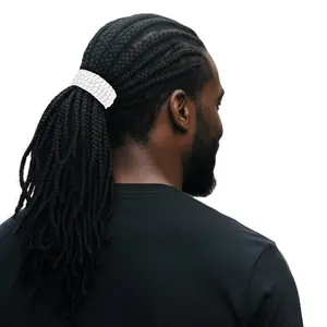 Men's Hair Ties Jumbo Size 2-Pack White Super Stretchy for Locs and Braided Hair Soft & Strong Made in the USA