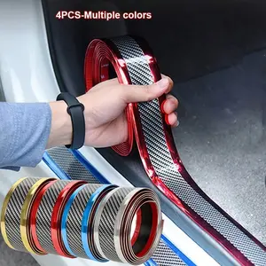 2pcs Set PVC Car Door Sill Protectors, Self-Adhesive Scratch-Resistant Entry Guards, Universal Carbon Fiber Door Sill Kick Protector Covers