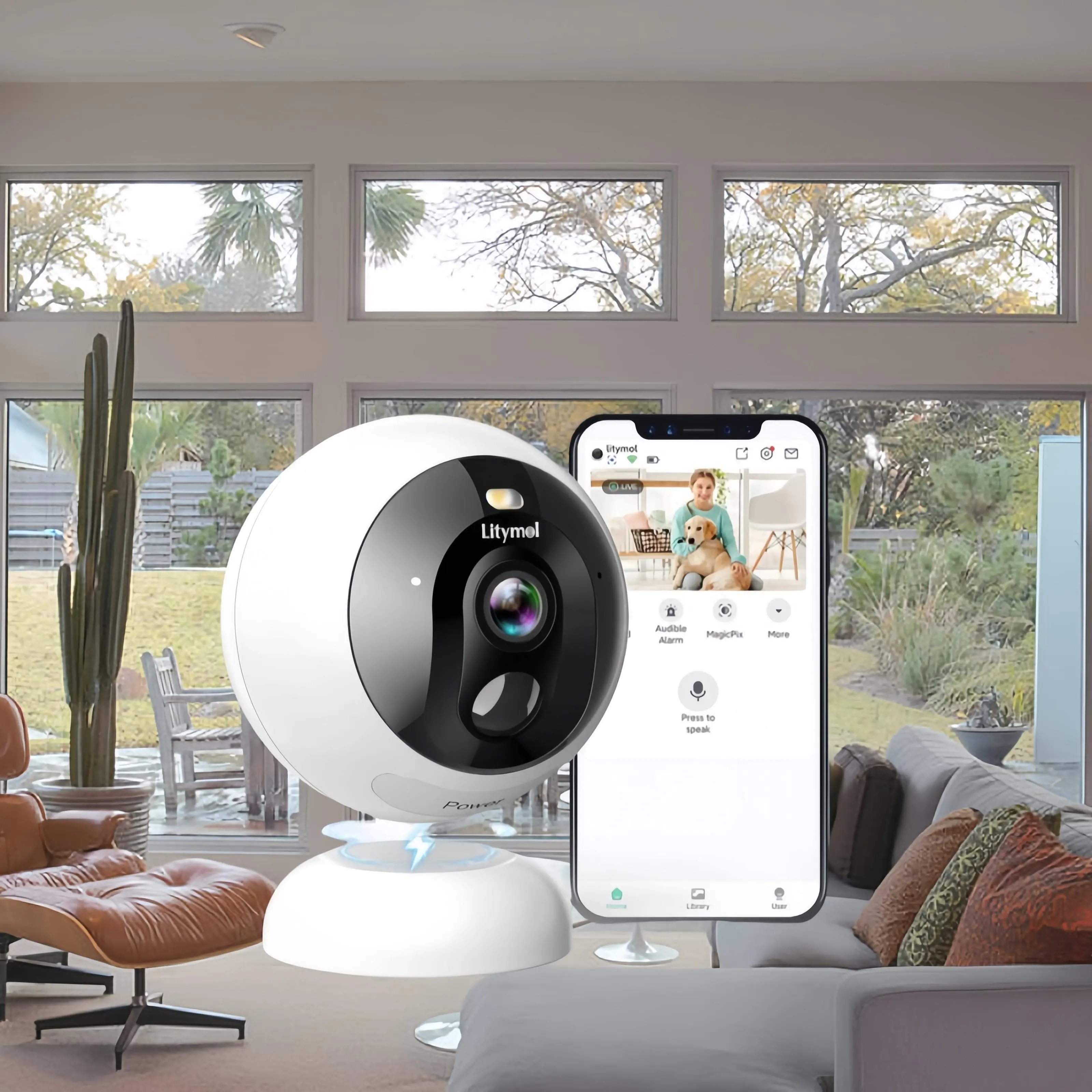 Magnetic Camera Wireless Window Security Camera with 2K Resolution, AI Motion Detection, Color Night Vision, 2-Way Audio and Cloud Storage