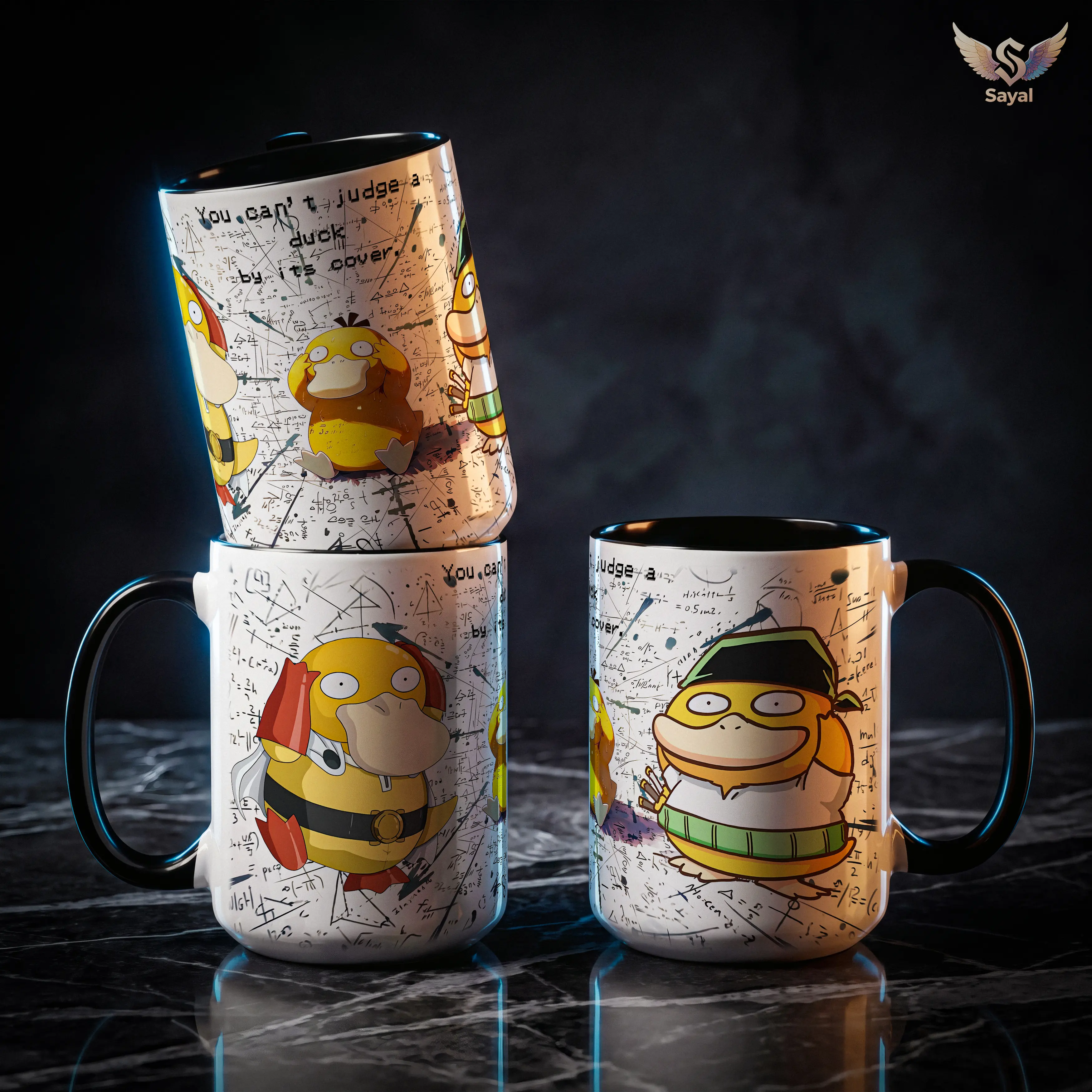 Psy Duck Crazy Math Judge Saitama Zoro Cosplay Back To School 15oz Ceramic Coffee Mug Black Handle Poke Funny Anime Merch For Fans Printed Glossy Drinkware Drink Deer Classic Aesthetic