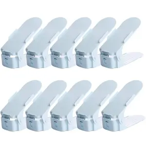 Shoe Slots Space Saver for Closet Organization,Adjustable Shoe Stacker Space Saver for Double Deck Shoe Rack Holder,Blue Pack of 10