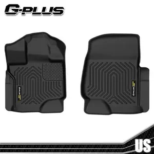 G-PLUS Floor Mats Compatible with Ford F150 2015-2025 Super Crew (Includes 22-24 Lightning Models) w/o Fold Flat Storage TPE All Weather Full Cover Protection 2 Piece,Black