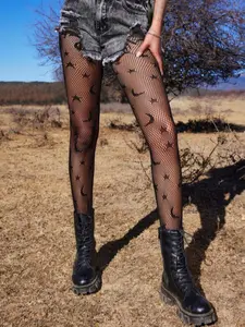 Women's Star & Moon Pattern Fishnet Tights, Fashionable High Stretch Tights for Daily Wear, Women's Underwear for Spring & Fall, Women Pantyhose