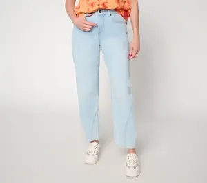 LOGO by Lori Gold Petite Indigo Seamed Ankle Jeans