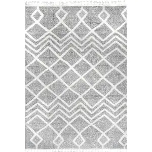 Wylde High Low Soft Shaggy Diamond Moroccan Tassel Area Rug